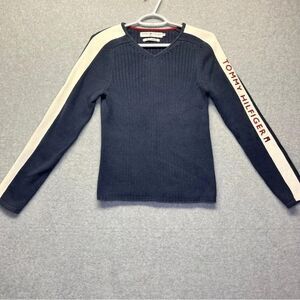Tommy Hilfiger‎ Vintage Sweater Navy V-Neck Long Sleeve Cotton size M
